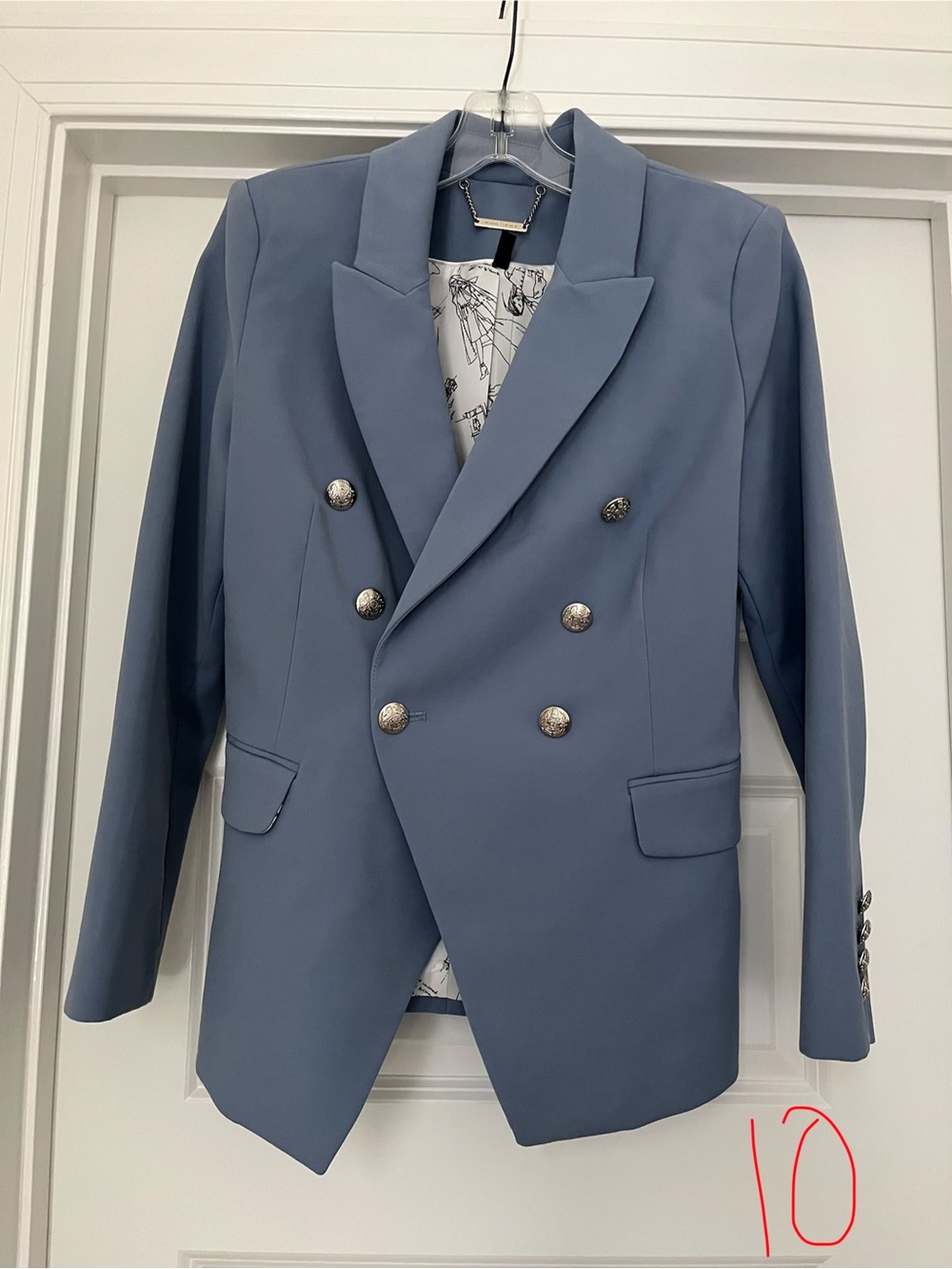 White House Black Market Dusty Blue Double-Breasted Blazer